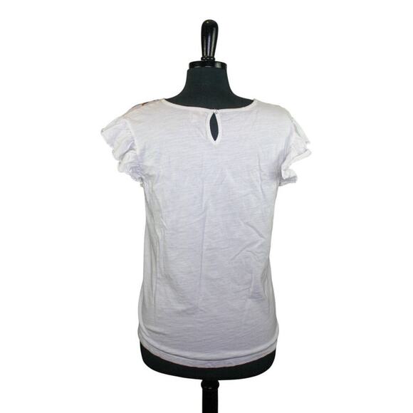 Keep In Touch Embroidered Peasant Top Floral Purple Gold Ruffle Boho S - Picture 3 of 5